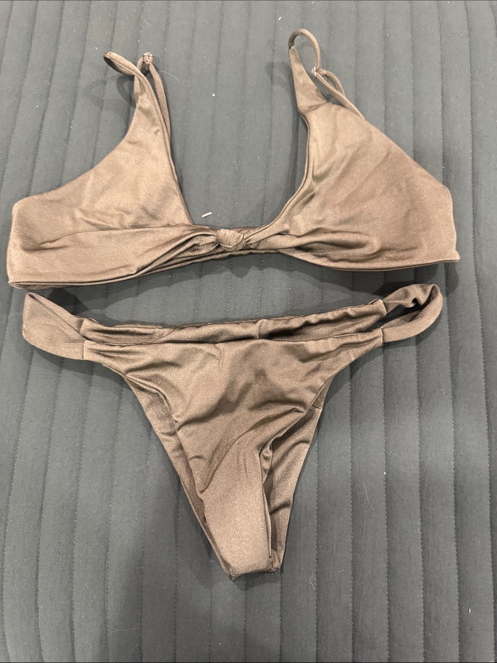 Classic Knot Front Bikini Set in Army Green OD green size small